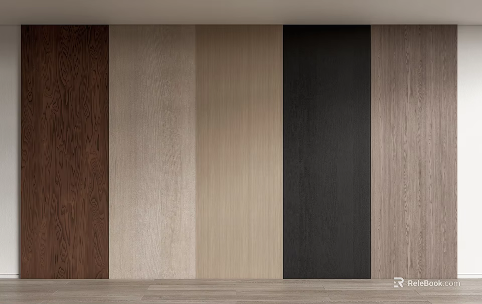 Modern Wall Panels With Various Wood Grain Textures And Multiple Colors 3d model