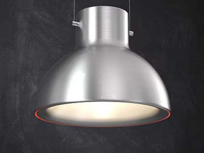 Modern Silver Metal Pendant Light With Dome Shaped Shade And Illuminated Bottom Design 3d model