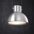 Modern Silver Metal Pendant Light With Dome Shaped Shade And Illuminated Bottom Design