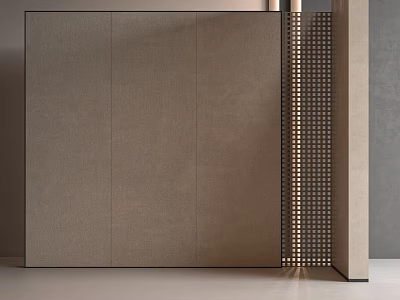 Luxurious Modern Feature Wall With Textured Gray Surface And Perforated Lighting Accent 3d model