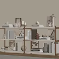 Wooden Multi Tiered Shelf with Books Vases Photo Frames and Decor in Modern Room