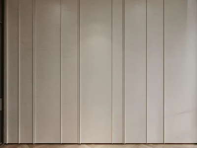 Elegant Modern Bedroom Accent Wall With Vertical Panels And Neutral Tones 3d model