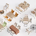 Outdoor Garden Furniture Set With Wooden Tables And Comfortable Chairs For Patio Use