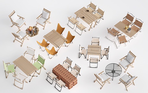 Modern Camping Table and Chair Outdoor Table and Chair Folding Table and Chair Casual Table and Chair 3d model