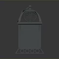 Gray 3D Lantern Model With Intricate Lattice Design And Base Accents