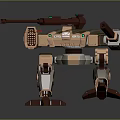 Sci Fi Mech Robot Character With Cannon Arm And Armored Mechanical Limbs