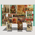 Retro Character Paintings With Diverse Figures Red Flags And Propaganda Slogans