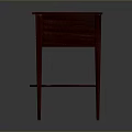 Dark Red Wooden Desk With Golden Handles And Lower Shelf Classic Design