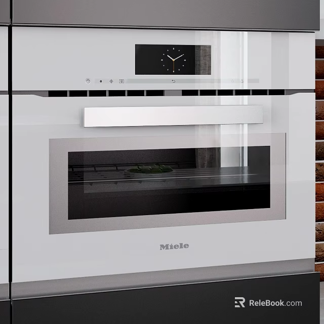 Modern Miele Kitchen Oven With Glass Door And Digital Clock 3d model 