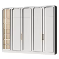 Modern White Wardrobe Design With Glass Panels And Metal Handles