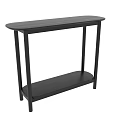 Sturdy Black Modern Sleek Dining Table With Four Legs And Lower Storage Shelf 3d model