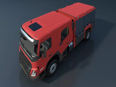 Red Utility Truck With Black Roof Panel And Side Cargo Doors 3d model