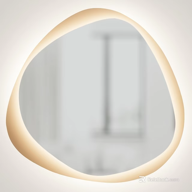 Elegant Oval Shaped Gold Frame Modern Mirror For Minimalist Interior Decoration 3d model 
