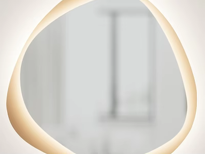 Elegant Oval Shaped Gold Frame Modern Mirror For Minimalist Interior Decoration 3d model