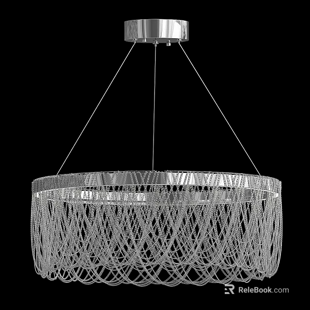 Modern Circular Chandelier With Crystal Mesh Design For Home Decorative Lighting 3d model 