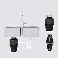 Stainless Steel Double Bowl Kitchen Sink with Faucet and Garbage Disposal Units