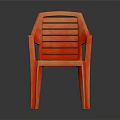 Orange Plastic Leisure Chair with Armrests and Striped Backrest for Indoor Outdoor Use
