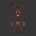 Red Black Safety Harness With Adjustable Straps And Metal Buckles For Daily Use