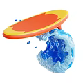 Vibrant Yellow Orange Surfboard Over Blue Water Splash Waves Design