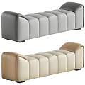 Modern Leather Ottoman With Segmented Design In Gray And Beige Colors 3d model