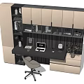 Modern simple desk and chair combination 3d model