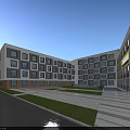 Modern Commercial Street With Contemporary Architecture And Tall Urban Buildings