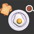 Fresh Morning Breakfast Plate With Fried Egg Toast And Coffee Cup