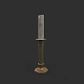 Vintage Metal Candle Lamp With White Candle And Hexagonal Base