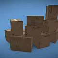 Movavon Cardboard Boxes Stacked For Moving And Storage On Blue Background