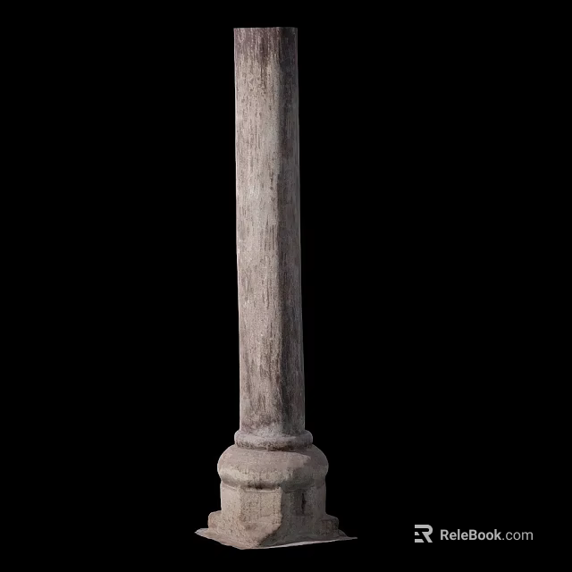 Rustic Wooden Pillar With Distressed Surface Texture And Sturdy Base Design 3d model 