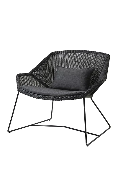 Modern Rattan Accent Chair With Black Metal Frame And Gray Cushion Design 3d model