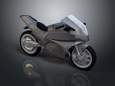 Modern Low Poly Motorcycle With Sleek Grey Design Geometric Shapes And Reflection 3d model