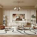 Elegant Living Room Interior Design With Beige Armchairs Round Coffee Table And Geometric Rug