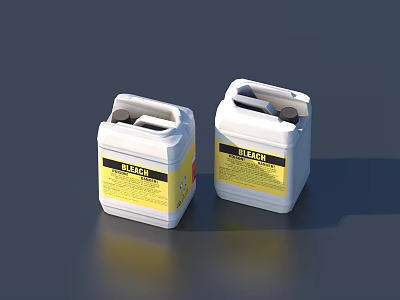 Household Bleach Containers White Plastic Jugs With Yellow Labels Displaying Bleach Text 3d model