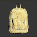 Stylish Yellow Backpack With Cute Floral Pattern And Small Front Pocket For Daily Use 3d model
