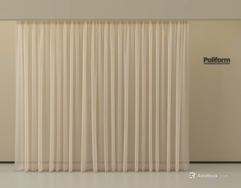 Elegant Soft Beige Sheer Lightweight Curtains For Modern Home Interior Design 3d model 