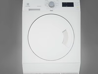 White Front Loading Washing Machine With Round Door Control Panel Knob And 3d model