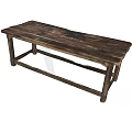 Old Wooden Bench Featuring Weathered Plank Top Rustic Design And Sturdy Legs