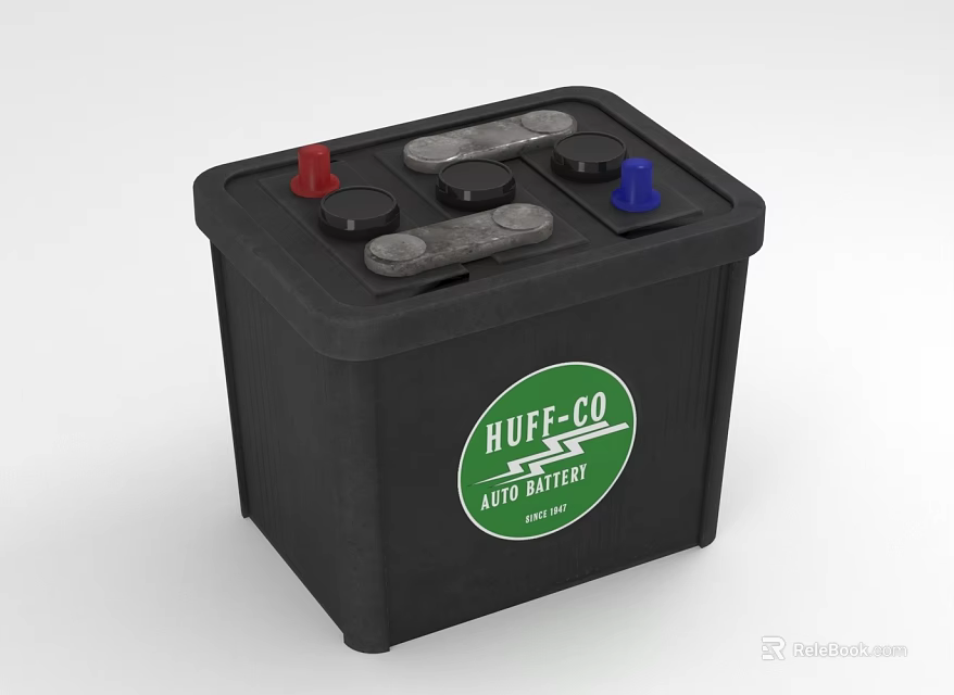 ROFE CO Auto Battery with Black Case Red Blue Terminals for Daily Use 3d model 