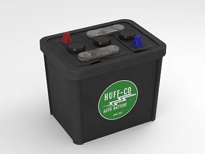 ROFE CO Auto Battery with Black Case Red Blue Terminals for Daily Use 3d model