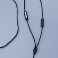 Stylish In Ear Earphones With Metallic Silver Body Blue Stripes And Black Cables Design