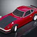 Red Vintage Sports Car With Two Door Design Black Hood And White Wheels