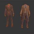 Men's Stylish Outfits With Plaid Suit Red Tie And Long Coat Vest