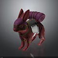 Pink Rabbit Figurine Adorned With Rolled Purple Cloth On Back Green Straps And White Cloth