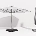 White Outdoor Umbrella With Metal Frame Open And Closed Positions Black Base