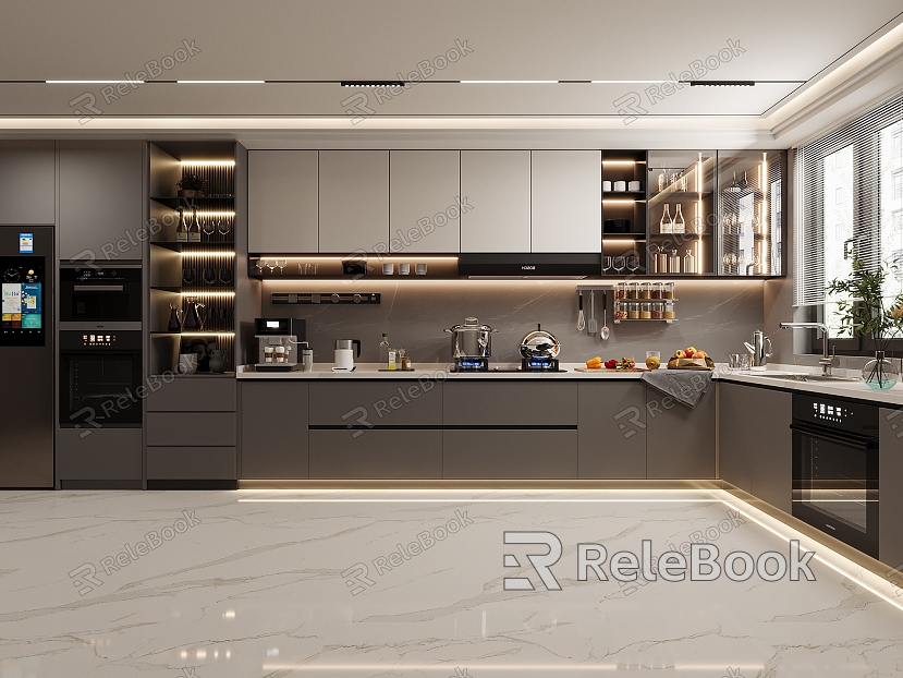 Modern enclosed kitchen model