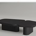 Modern Coffee Table Set With Black And Wooden Finish Unique Shape Design 3d model