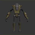3D Robot Character Design With Gold And Black Mechanical Structure And Joints