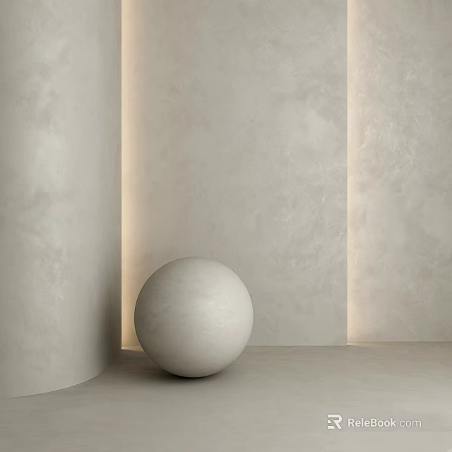 Minimalist Cylindrical Structure Design With White Sphere And Light Colored Wall 3d model 