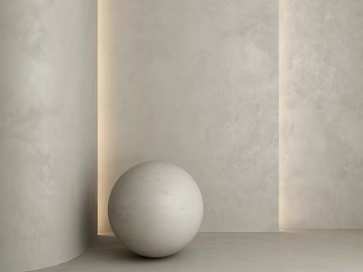 Minimalist Cylindrical Structure Design With White Sphere And Light Colored Wall 3d model